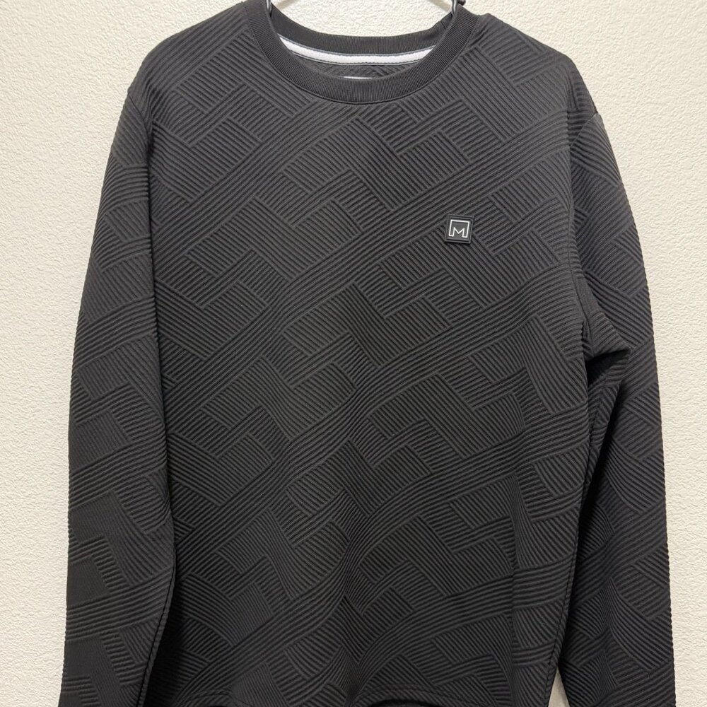 Michael Strahan men's black textured pullover, long sleeve, medium